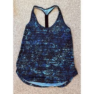 Old Navy Active Racerback Tank Top Women’s Medium Blue Black Abstract Print